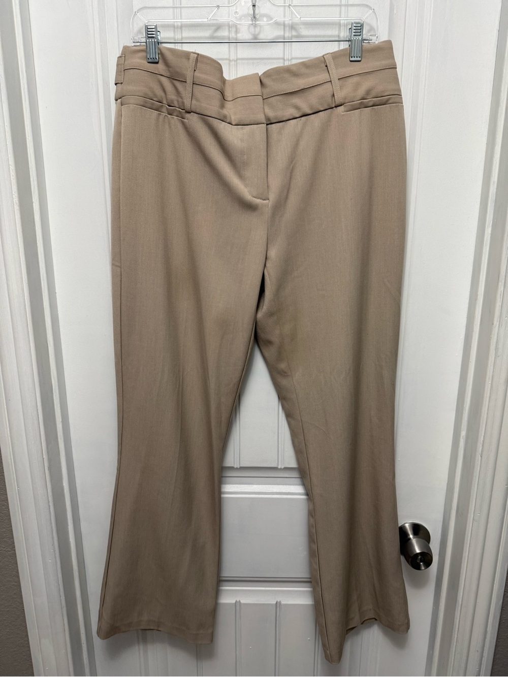 Womens Maurices Casual Dress Khaki Pants Size 13/14 Short Beige Flare (32-6)